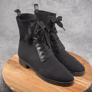 Women's Kate Spade Merigue Black Knit Lace Up Combat Boots 9.5 B
